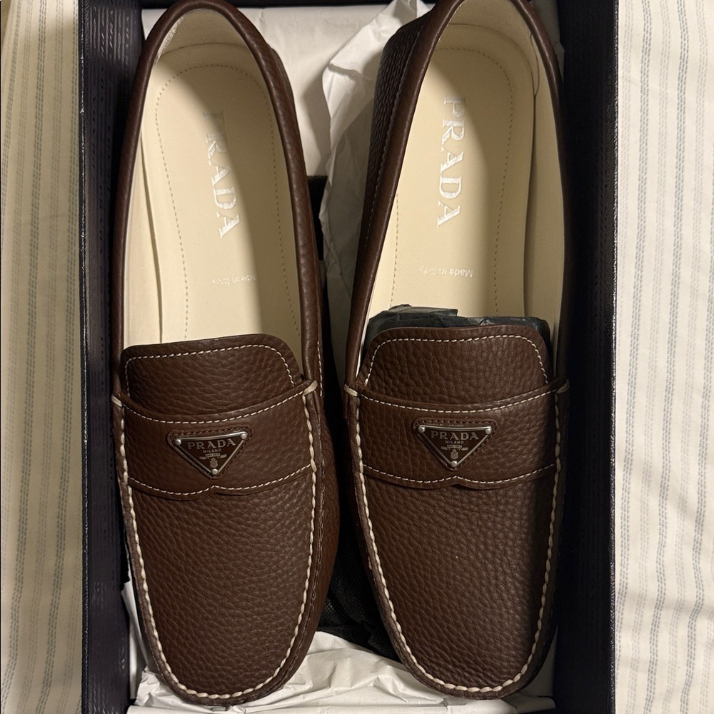 Prada Men's Dark Brown Leather Loafers - Picture 6 of 7